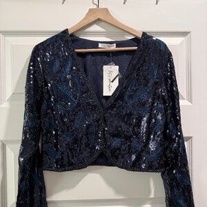 12th Tribe Stardust Blue Sequin Cardigan
